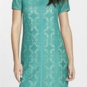 Adrianna Papell Teal Lace Mini Dress